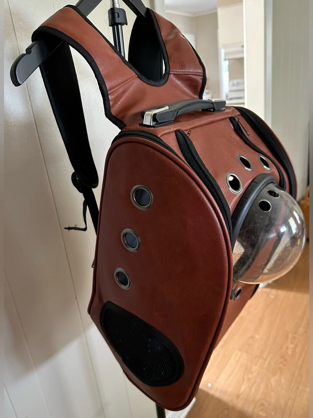 Brown Pet Carrier Backpack with Bubble Window